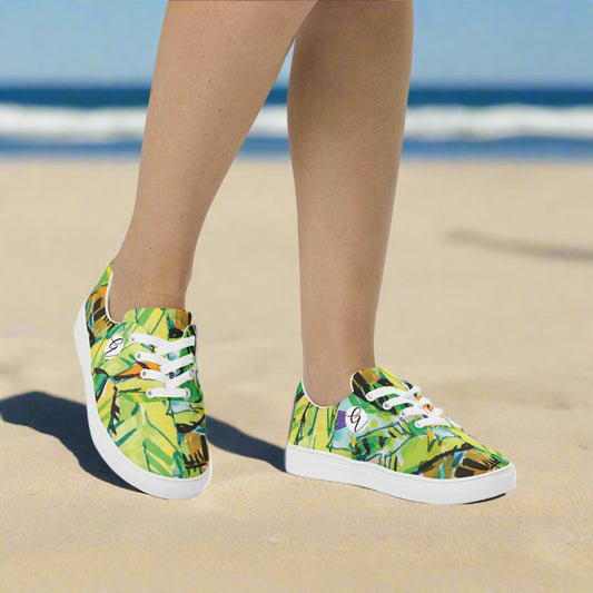 Leaves Floral Lace-up Canvas Shoes