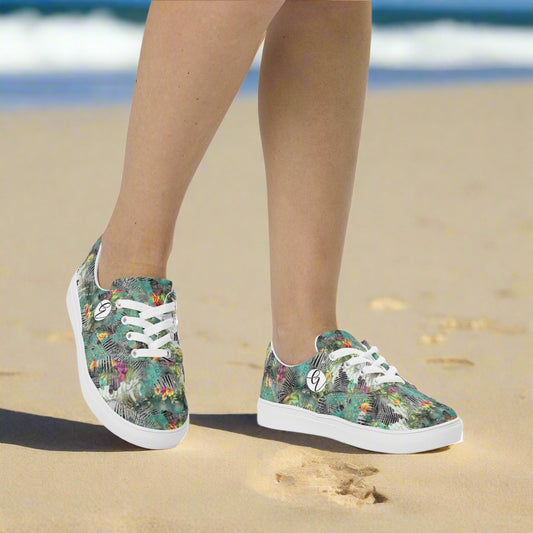 Poplin Multicolor lace-up canvas shoes