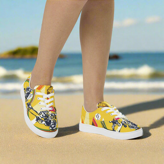 Yellow Skating Girl Lace-up Canvas Shoes