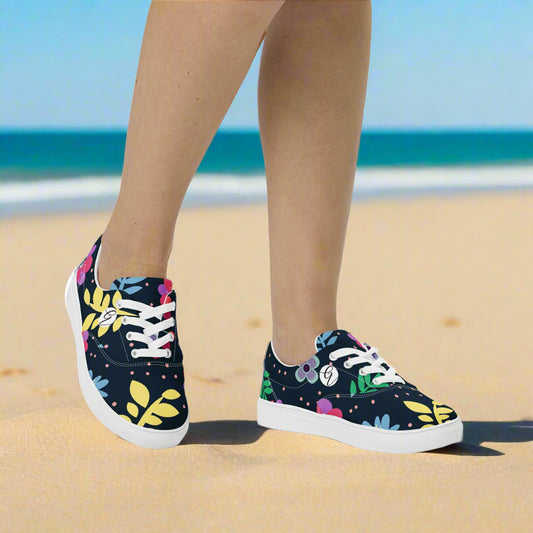 Colorful Ditsy Lace-up Canvas Shoes