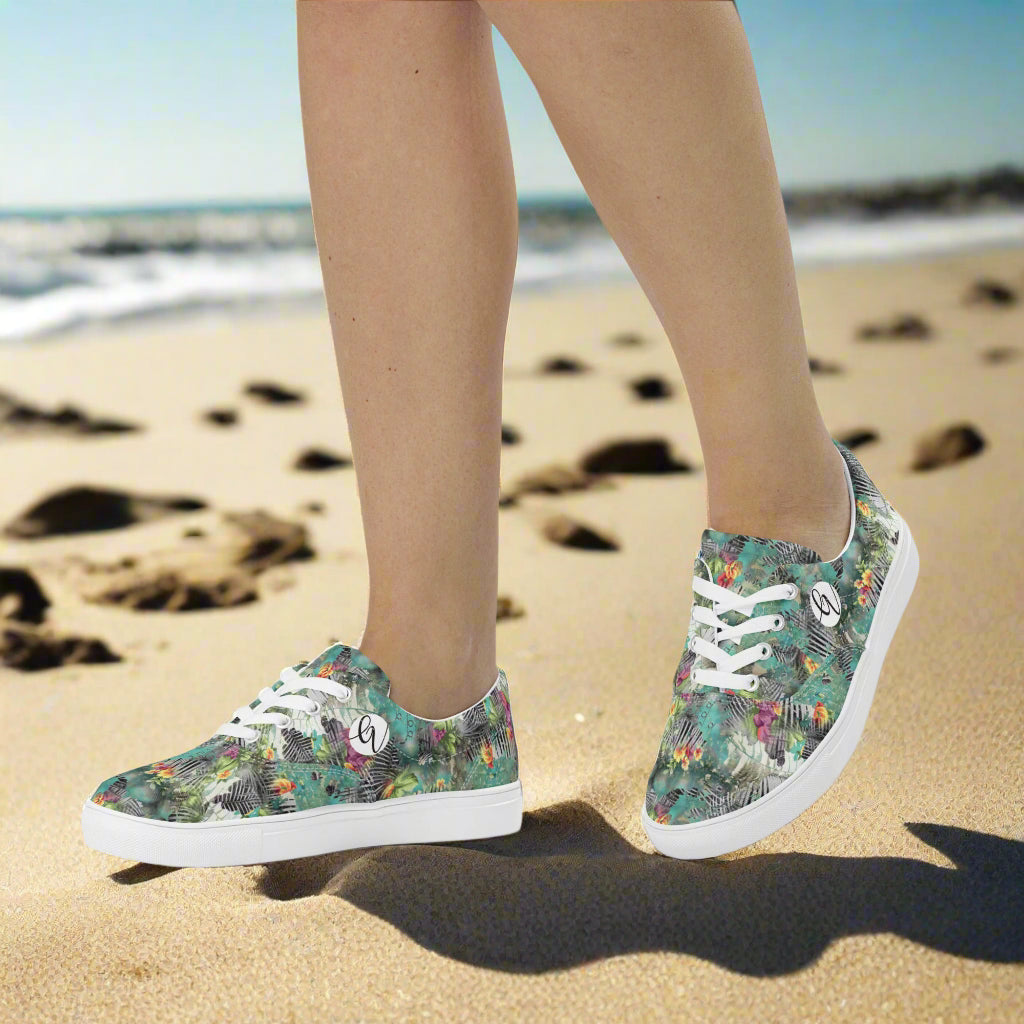 Poplin Multicolor lace-up canvas shoes