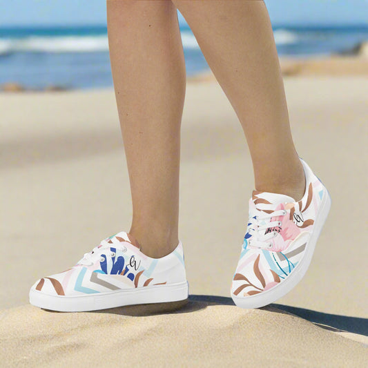 Multi Lines Lace-up Canvas Shoes