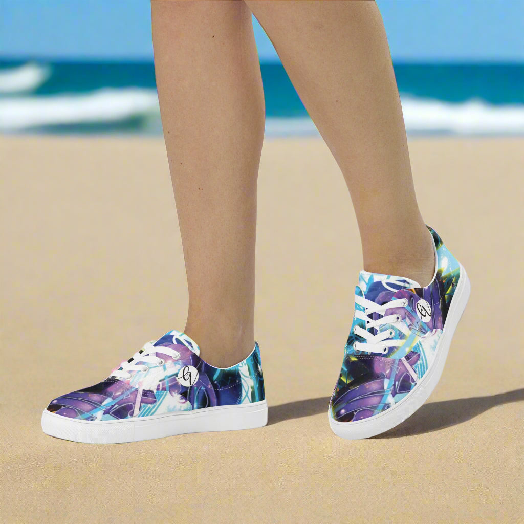 Purple Sparkles Lace-up Canvas Shoes