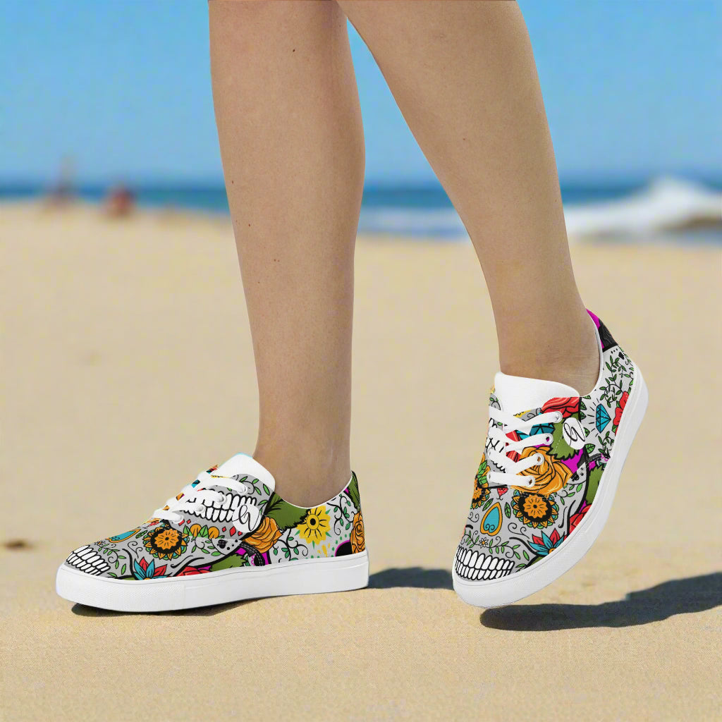 Dead Sugar Skull Lace-up Canvas Shoes