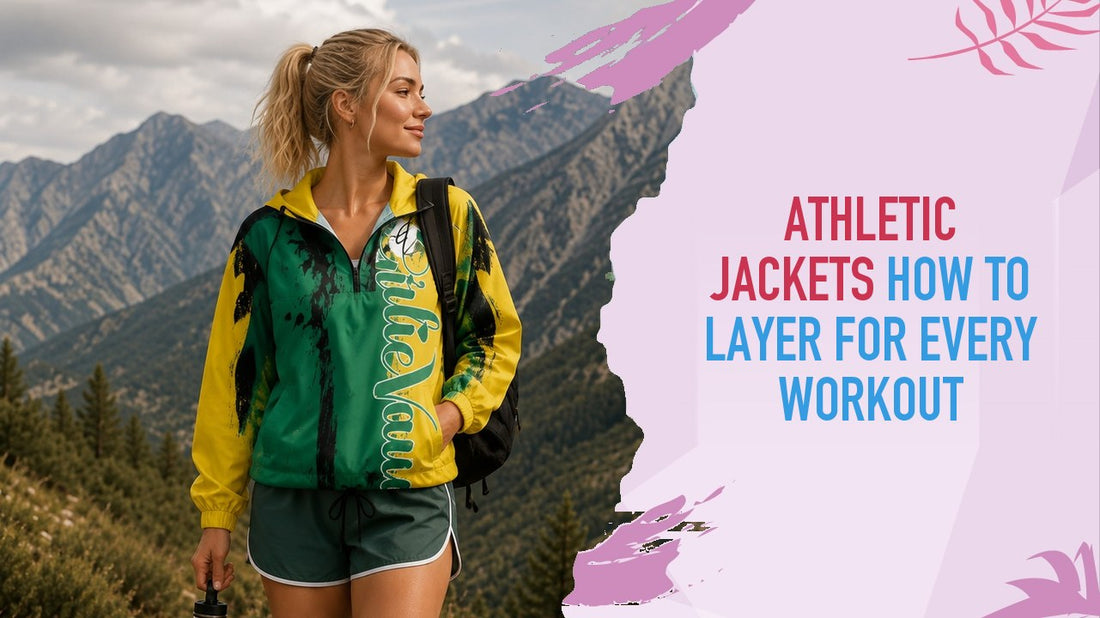 Woman hiking a mountain trail in the green and yellow Girlie Vault windbreaker, backpack on and water bottle in hand