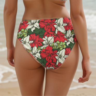Red Color high-waisted bikini bottom