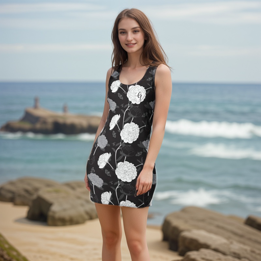 Viscose Black Fabric Leaves Cut & Sew Dress