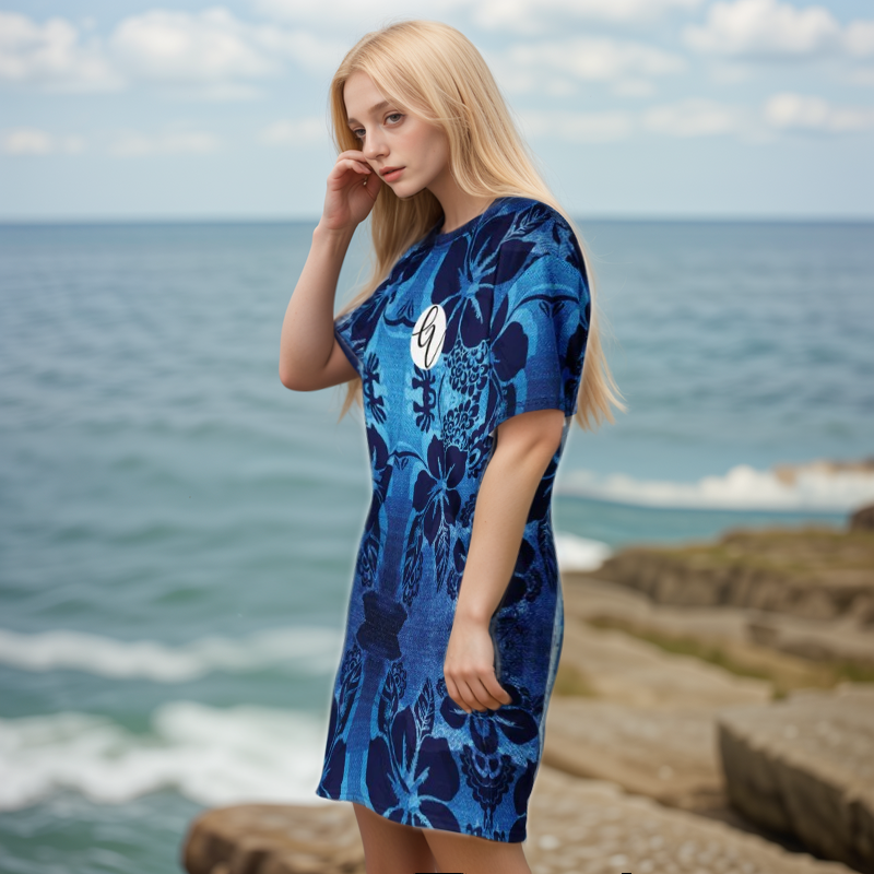 Blue Floral T-shirt dress