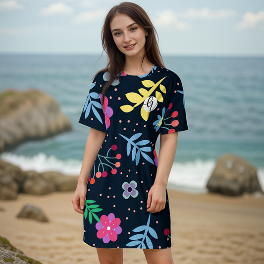 Colourful Ditsy T-shirt Dress