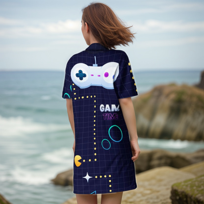 Game Patterned T-shirt Dress