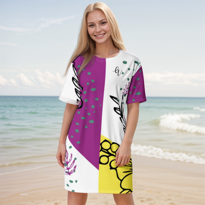 Ditzy Plum T-shirt Dress