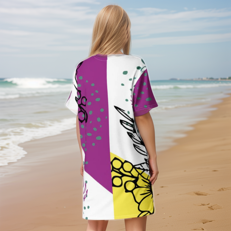 Ditzy Plum T-shirt Dress