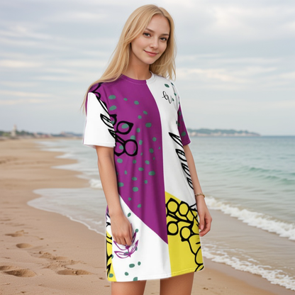 Ditzy Plum T-shirt Dress