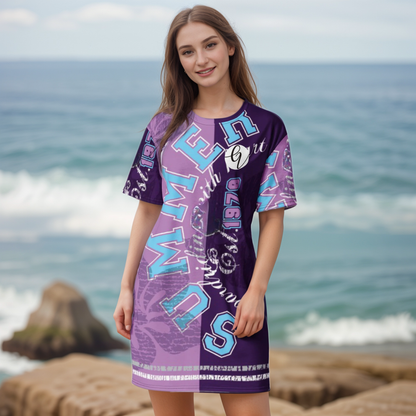 Purple Letters T-shirt Dress