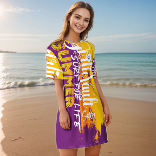Purple Yellow T-shirt Dress