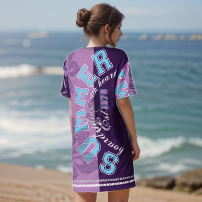 Purple Letters T-shirt Dress