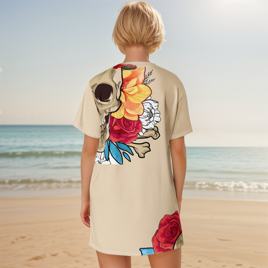 Skeletal Floral T-shirt Dress