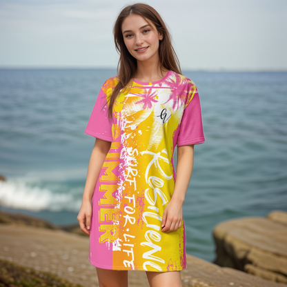Yellow Pink T-shirt Dress