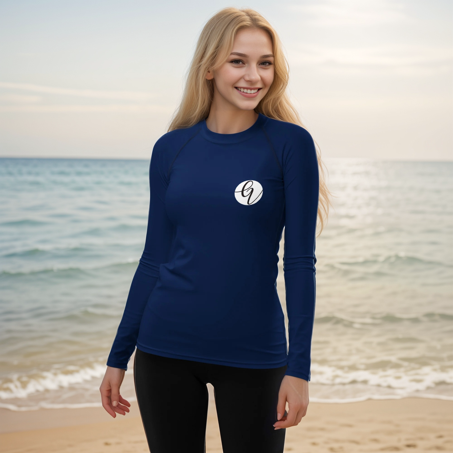Dark Blue Colored Rash Guard
