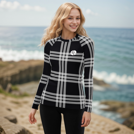 Black Plaid Rash Guard