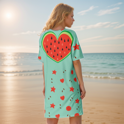 Watermelon Heart T-shirt Dress