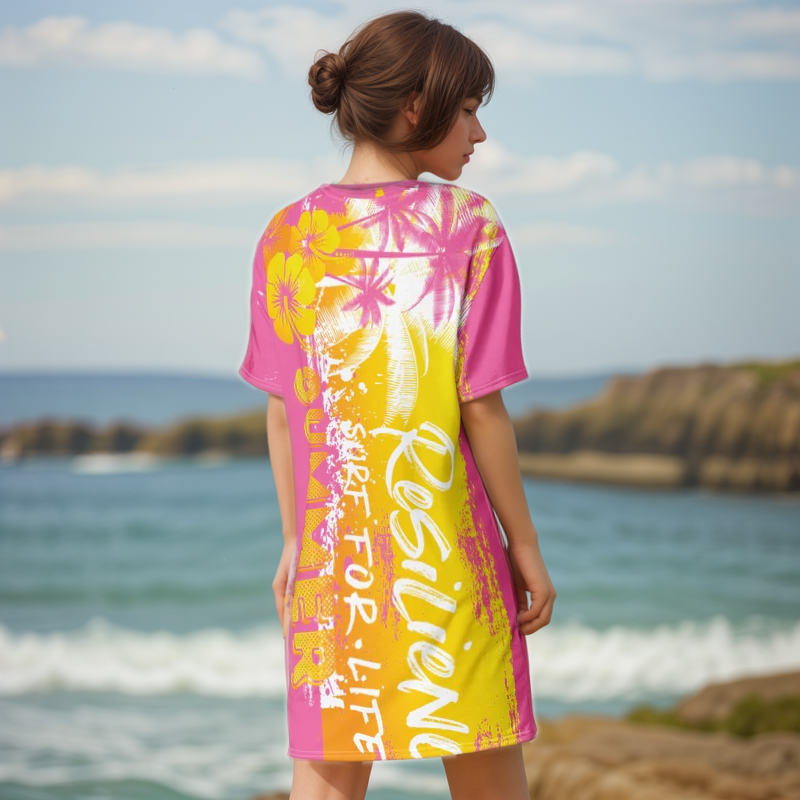 Yellow Pink T-shirt Dress