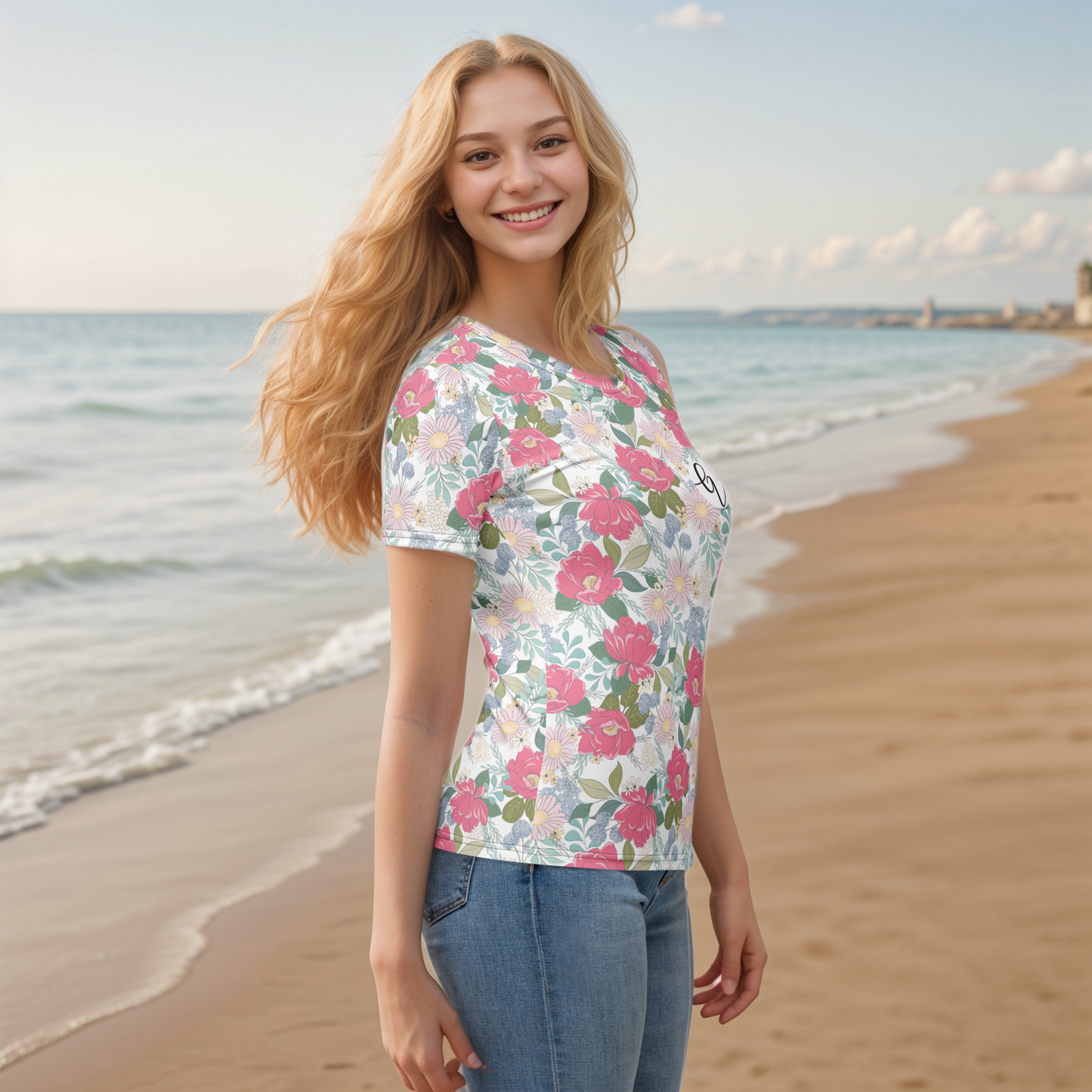 Iguana Green Peonies T-shirt