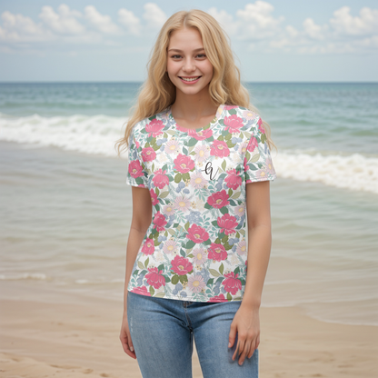 Iguana Green Peonies T-shirt