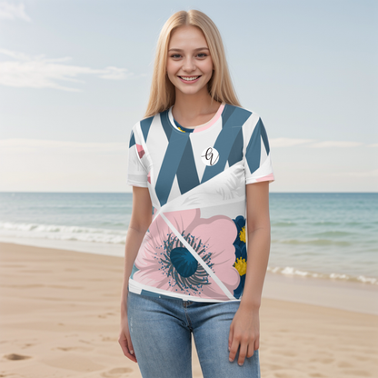 Peach Blue Pattern T-shirt