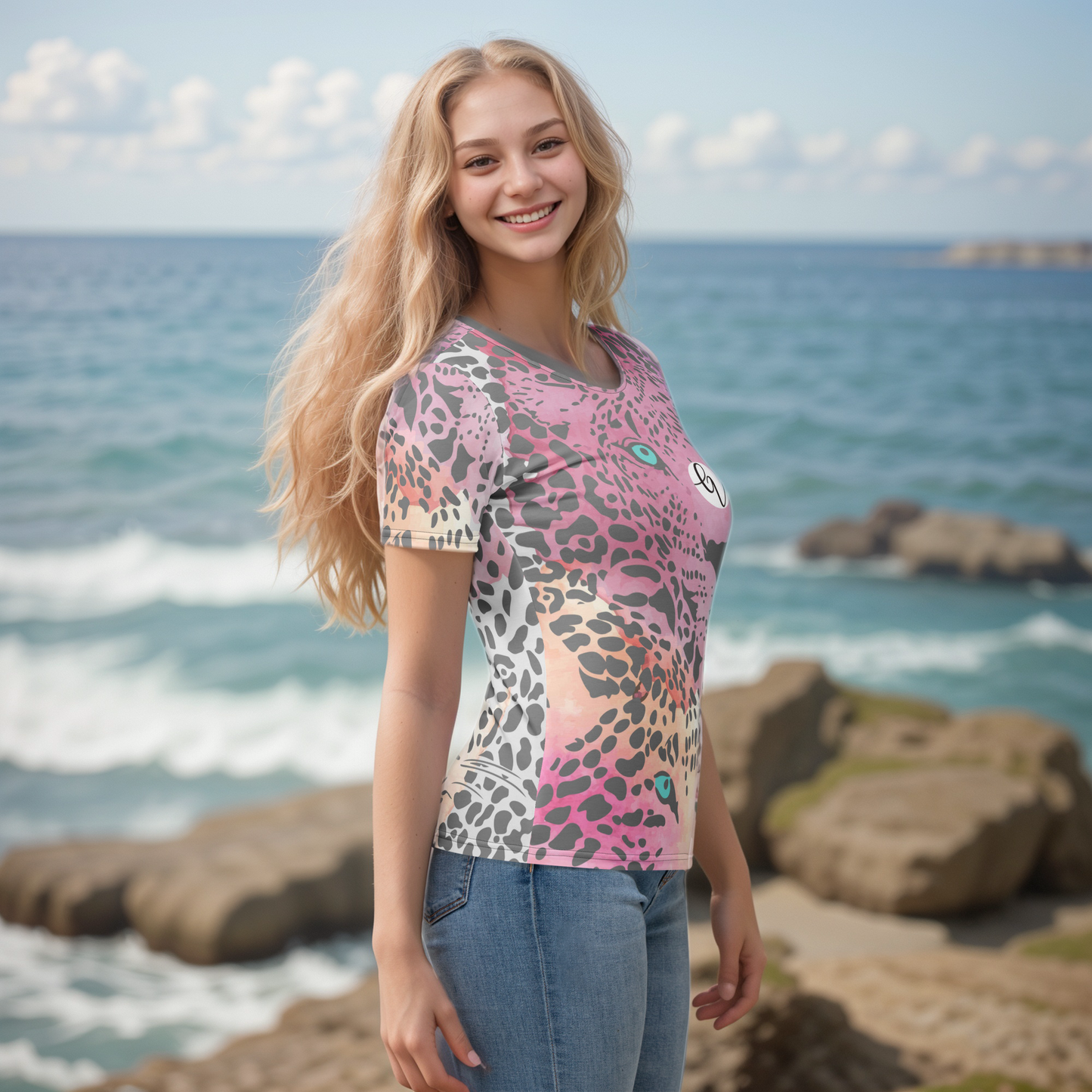 Ombre Black Leopard Print T-shirt