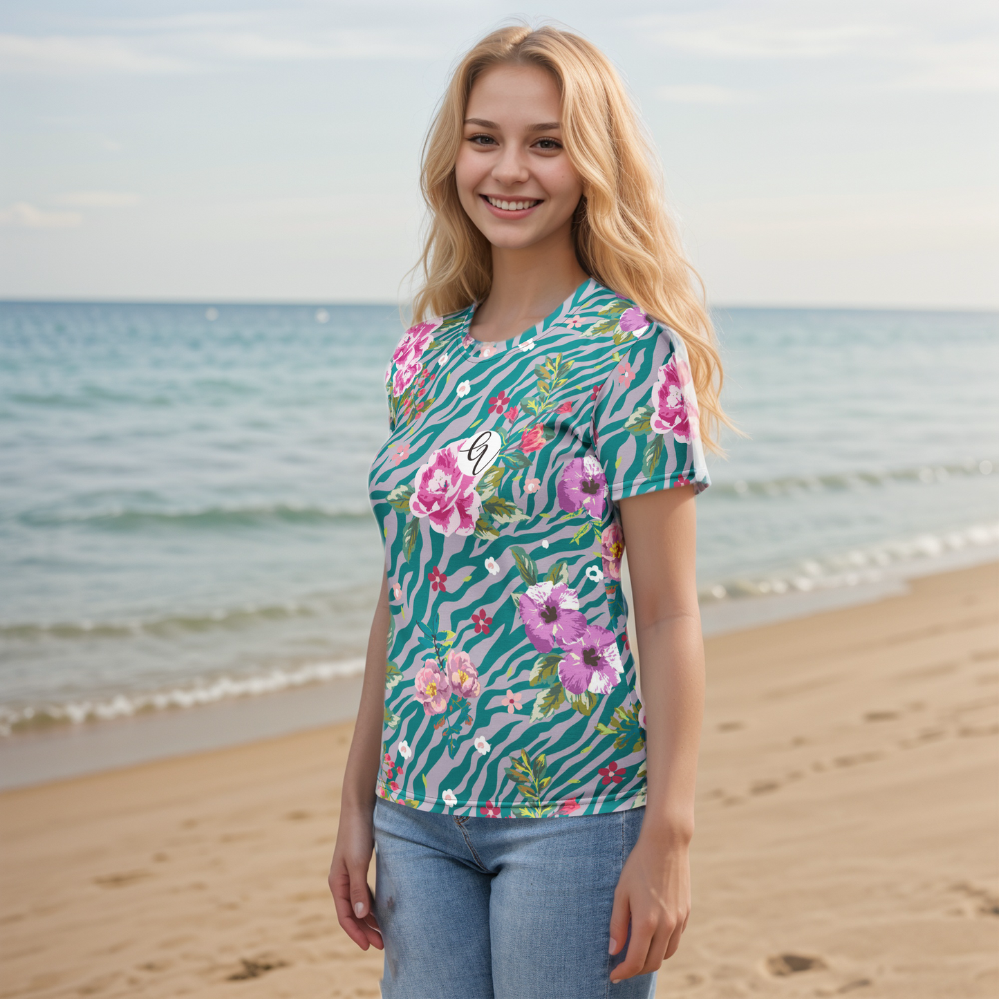 Orchid Floral Pattern T-shirt