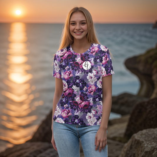 Purple White Flowers T-shirt