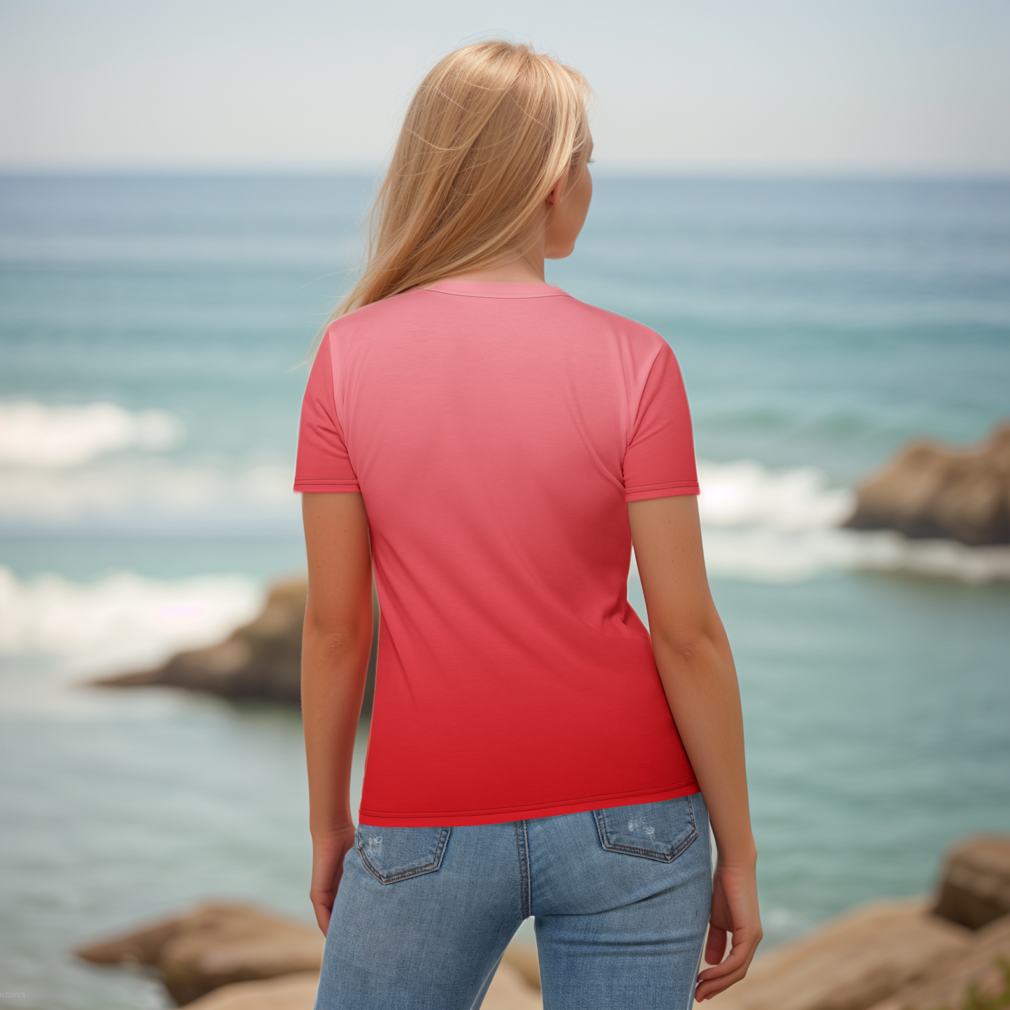 Red In Gradient Colored T-shirt