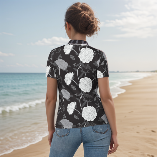Viscose Black Fabric Leaves T-shirt