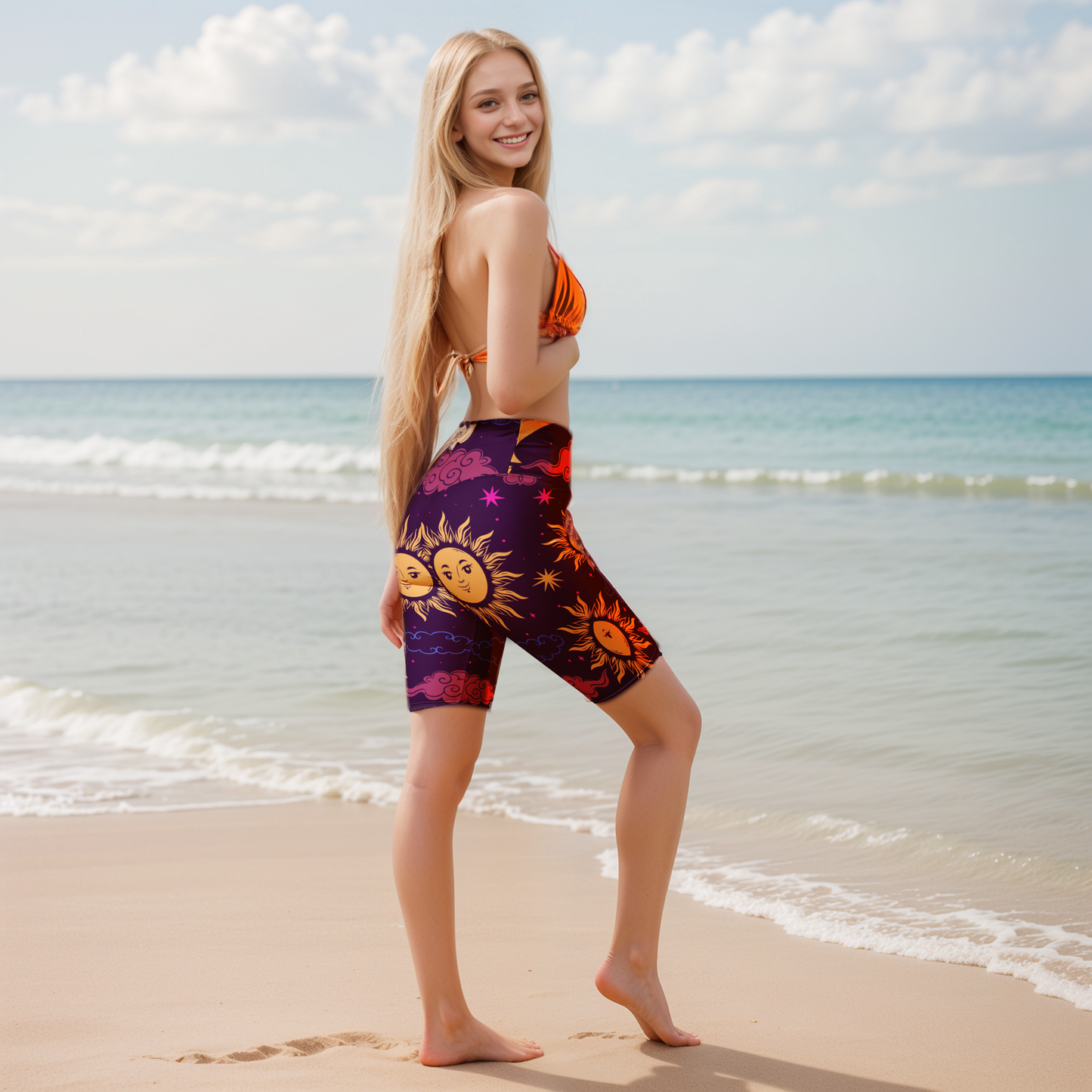 Galaxy Pattern Biker Shorts