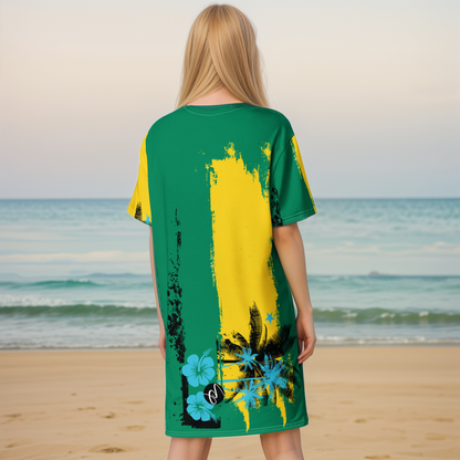 Girlie Vault Green -Yellow T-shirt dress