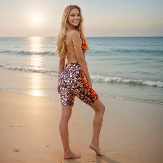 Red Floral Biker Shorts