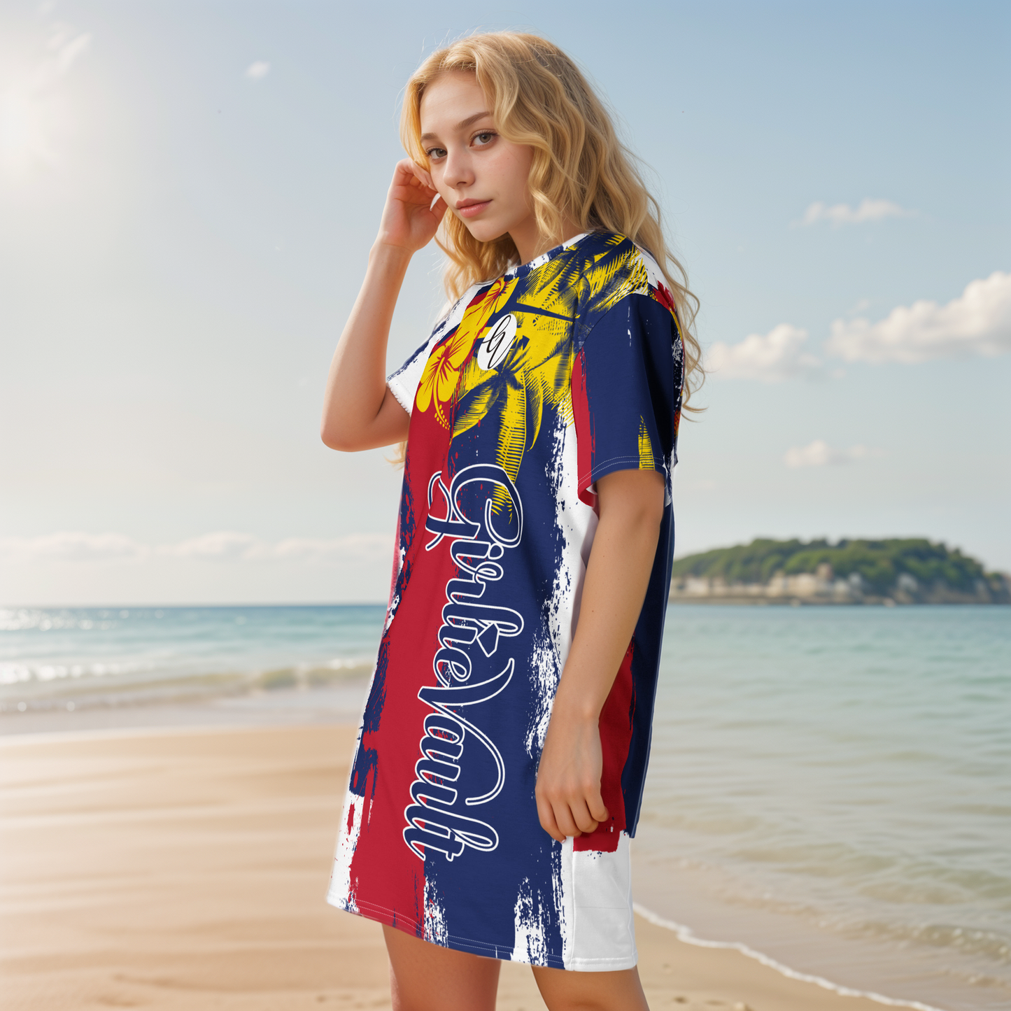 GirlieVault Blue Red T-shirt dress