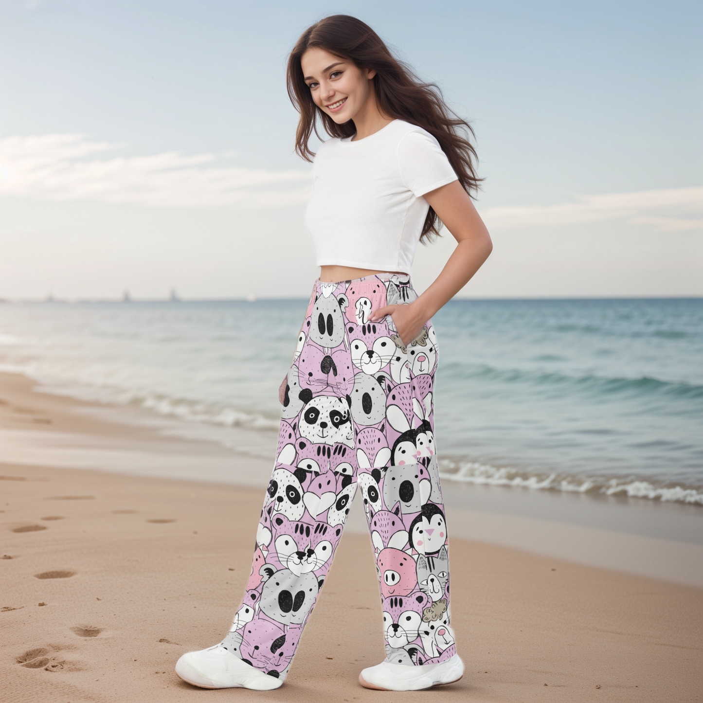 Beary Bear Wide Leg Pants