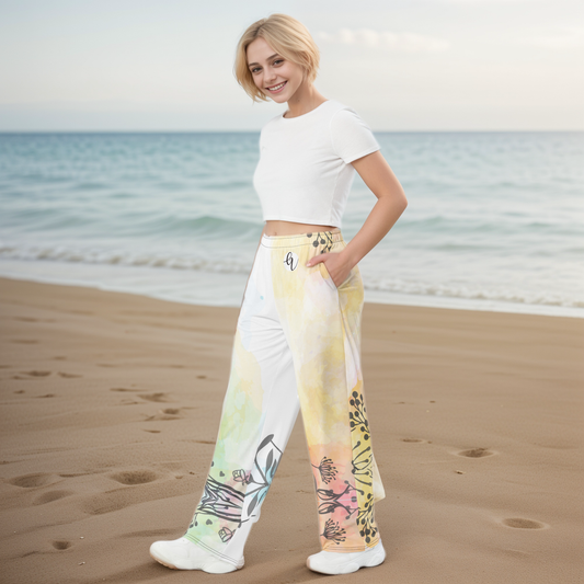 Flower Floral Wide Leg Pants