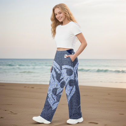 Grey Hearted Wide Leg Pants