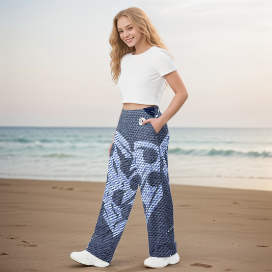Grey Hearted Wide Leg Pants