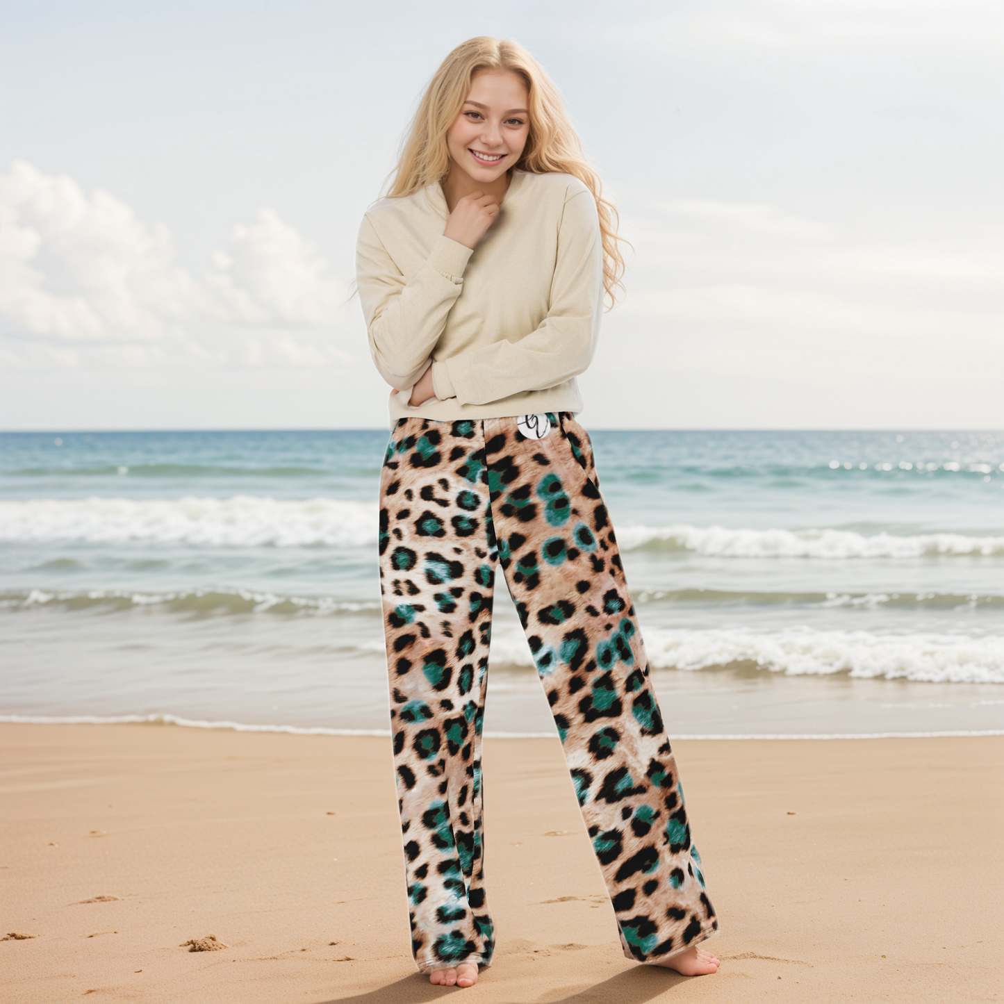 Jaguar Skin Wide Leg Pants