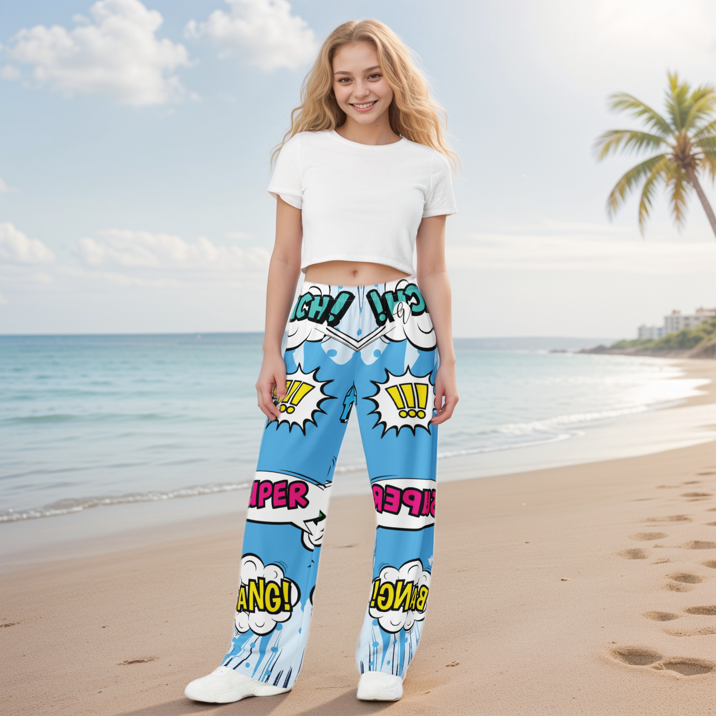 Cool Blue Wide Leg Pants