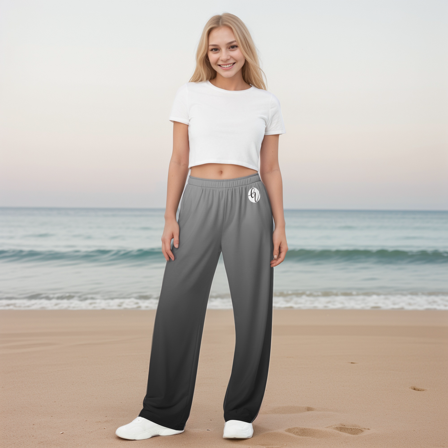 Grey Colored Wide Leg Pants
