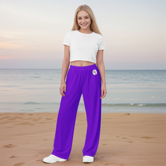 Dark Purple Colored Wide Leg Pants