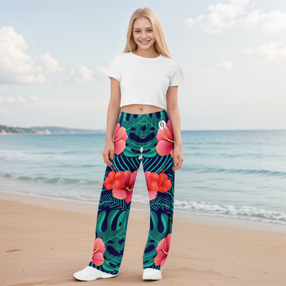 Floral Seamless Pattern Wide Leg Pants