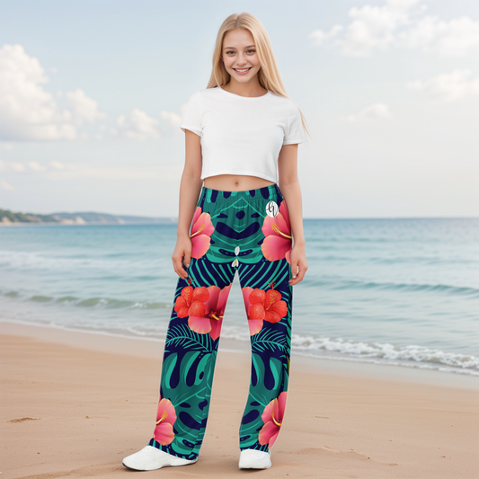 Floral Seamless Pattern Wide Leg Pants