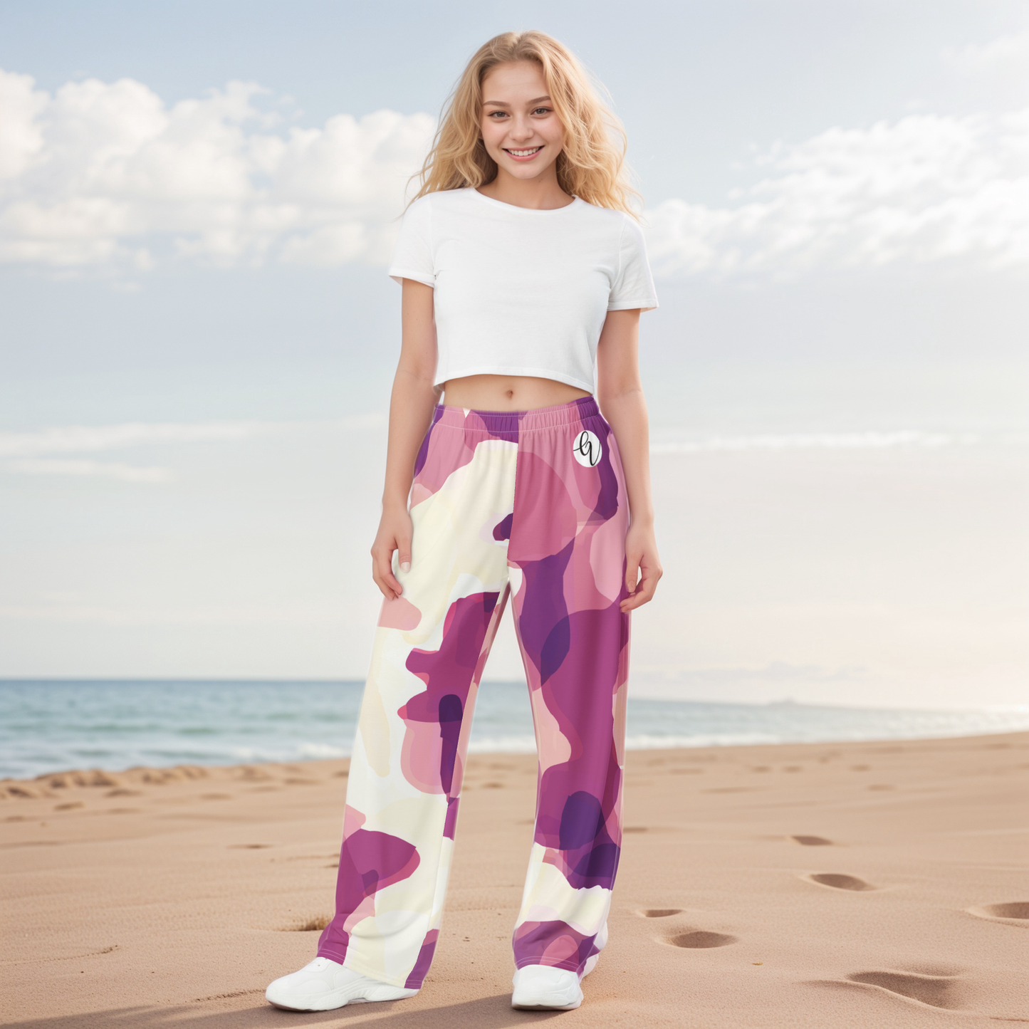 Drape Floral Wide Leg Pants