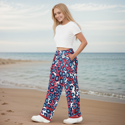 Leopard Design Pattern Wide Leg Pants